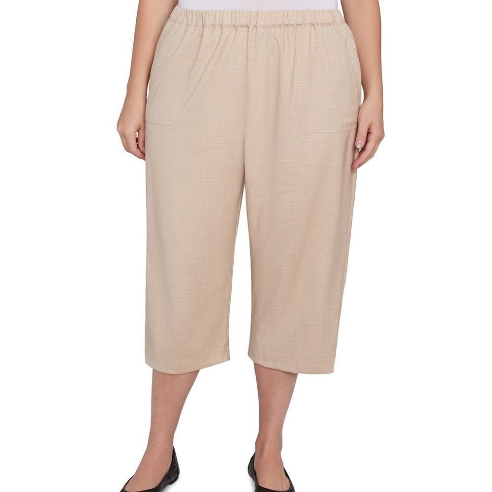 Alfred Dunner Catalina Island Patch Pocket Elastic Waistband Capri Pants Size 12